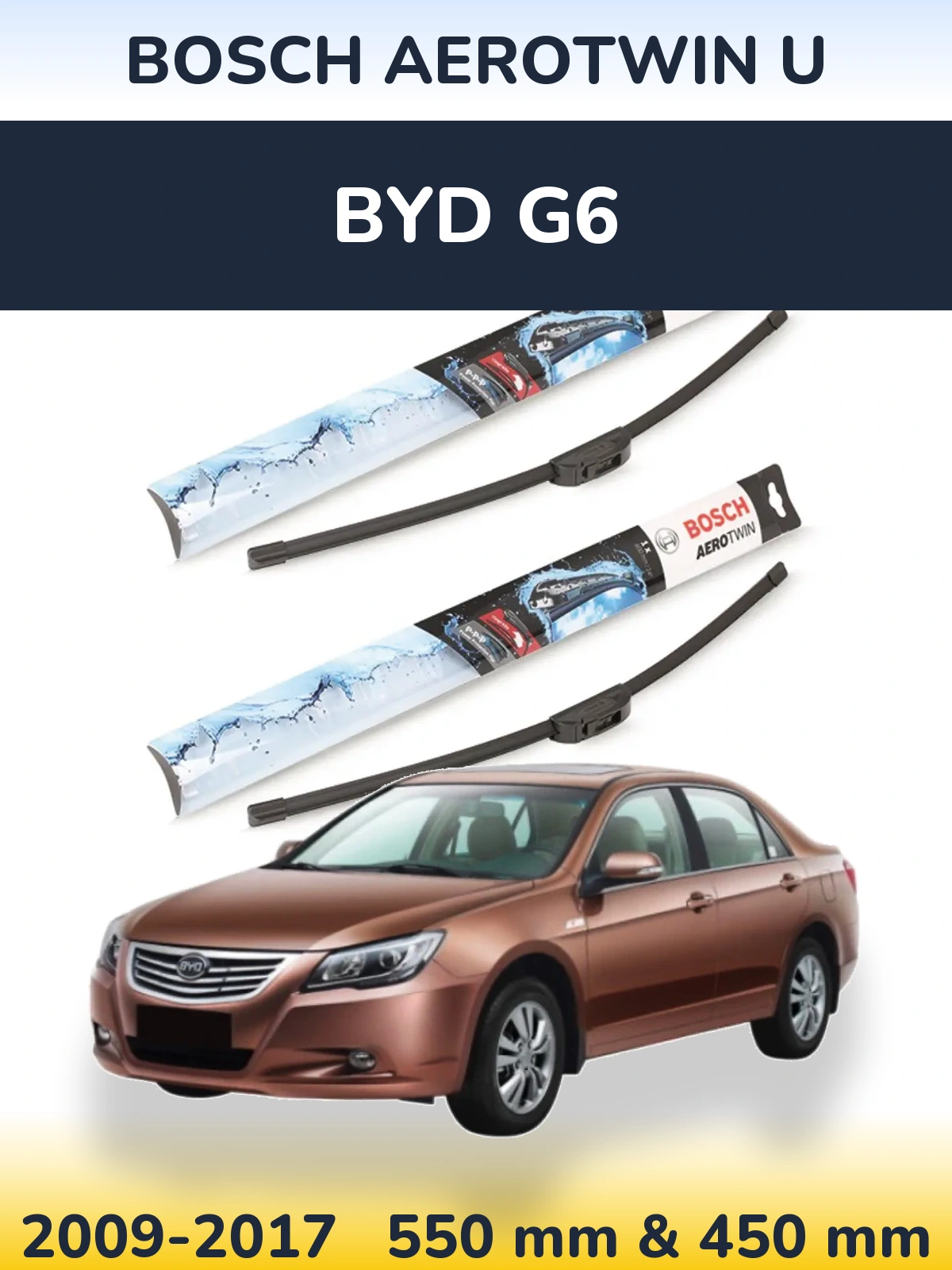 Komplet przednich wycieraczek BOSCH AeroTwin U 550 & 450 mm do BYD G6 2009-2017