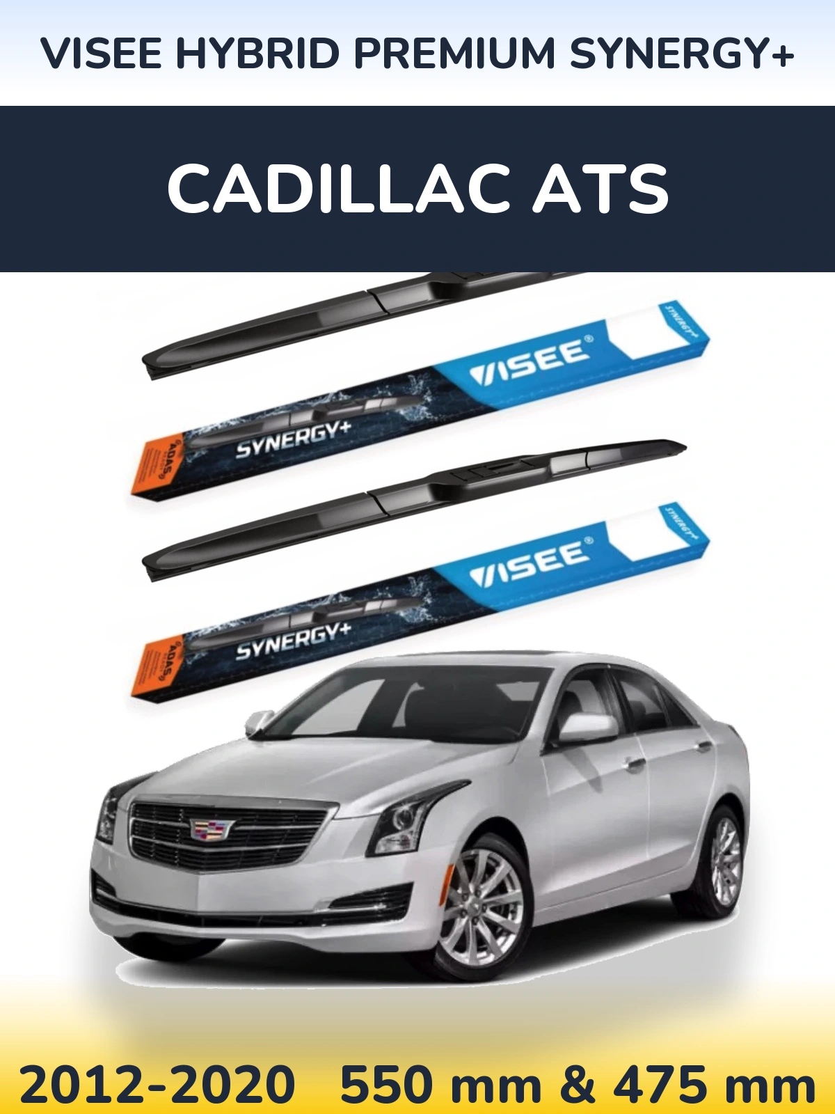 Front wiper blade set VISEE HYBRID PREMIUM SYNERGY+ 550 & 475 мм for Cadillac ATS 2012-2020