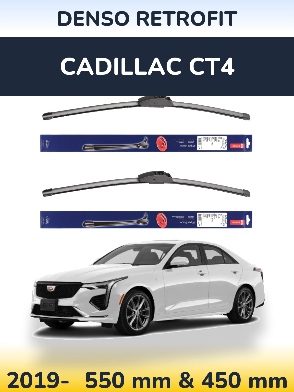 Front wiper blade set Denso Retrofit 550 & 450 мм for Cadillac CT4 2019-2026