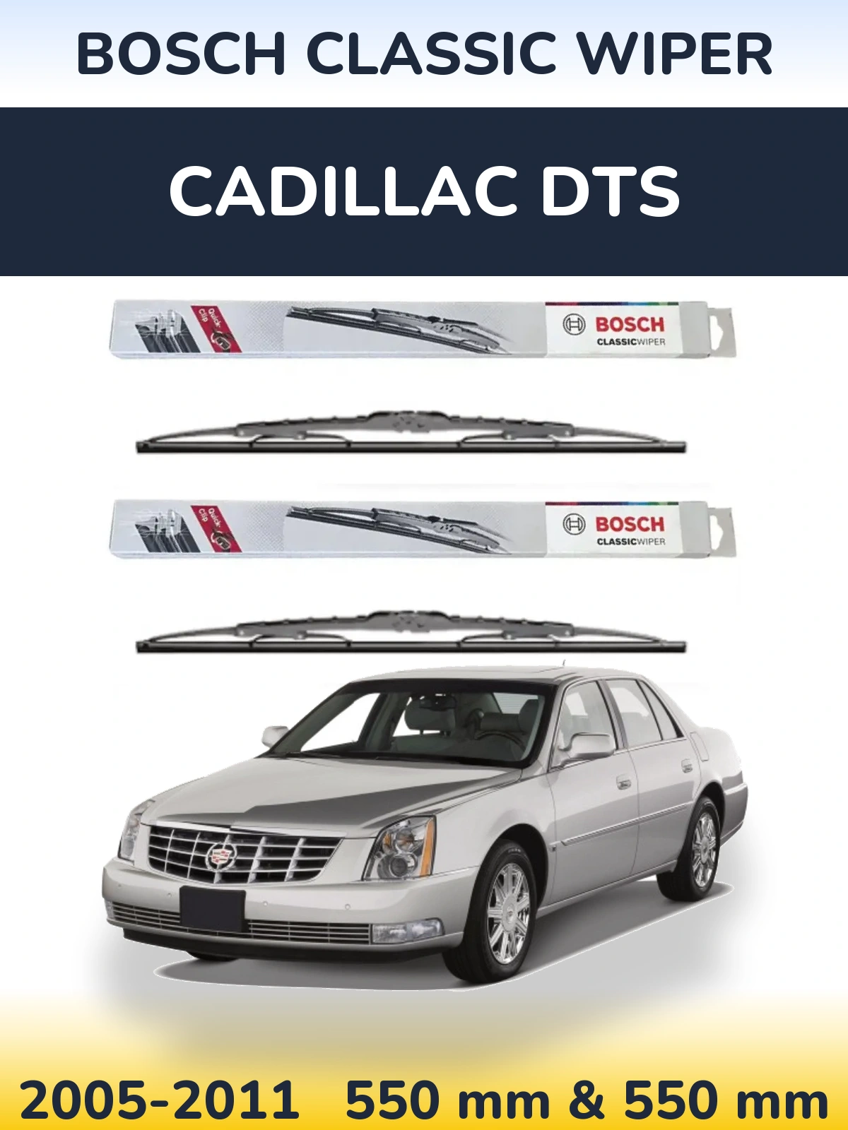 Комплект передних дворников BOSCH Classic Wiper 550 & 550 мм для Cadillac DTS 2005-2011