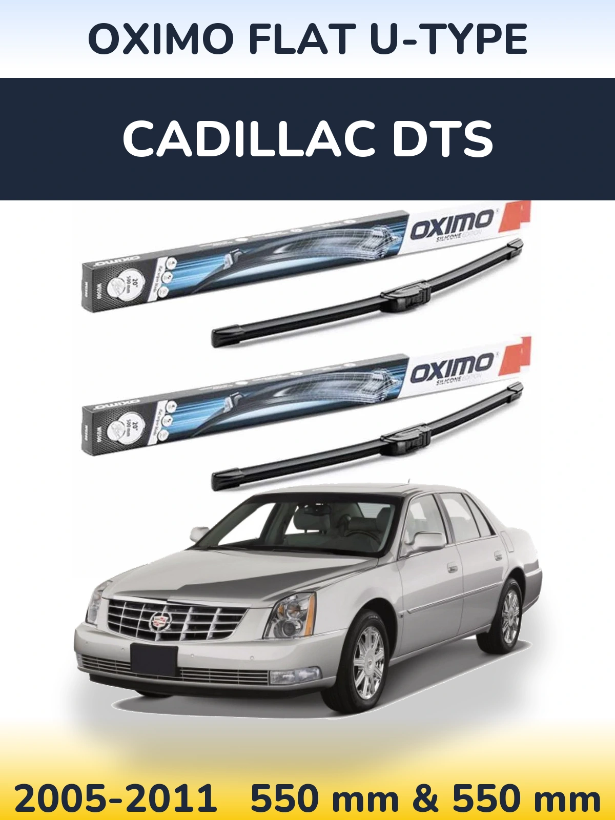 Комплект передних дворников Oximo Flat U-type 550 & 550 мм для Cadillac DTS 2005-2011