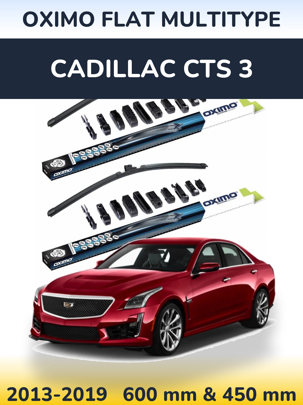 Комплект передних дворников Oximo Flat MultiТипe 600 & 450 мм для Cadillac CTS 3 2013-2019