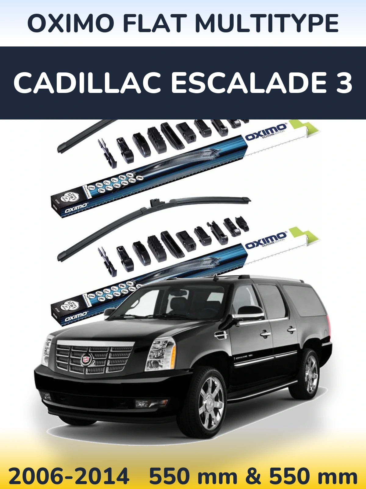 Комплект передних дворников Oximo Flat MultiТипe 550 & 550 мм для Cadillac Escalade 3 2006-2014