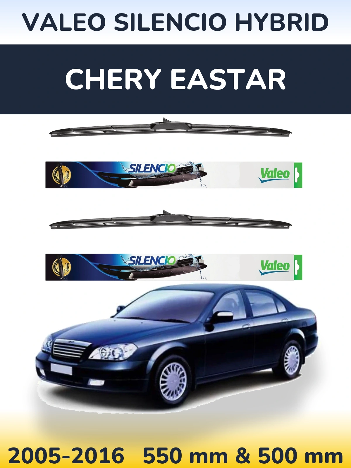 Комплект передніх щіток Valeo Silencio Hybrid 550 & 500 мм для Chery Eastar 2005-2016