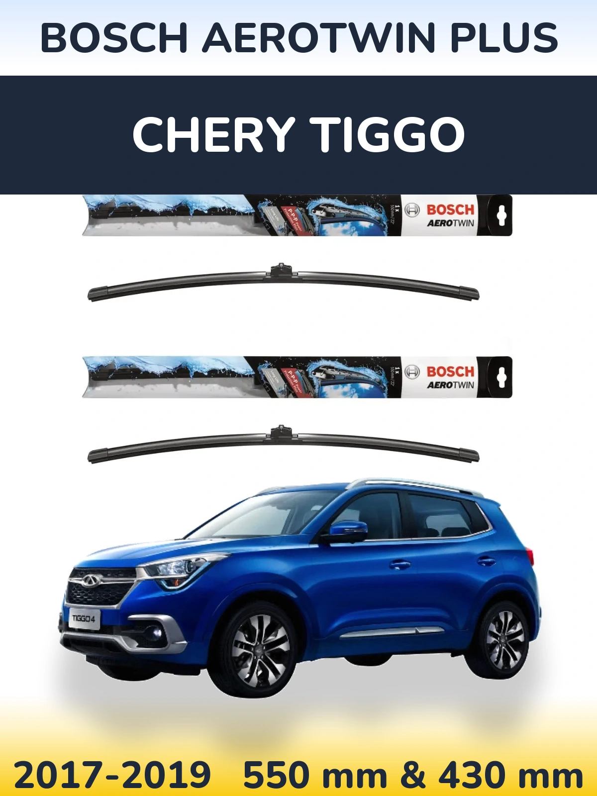 Komplet przednich wycieraczek BOSCH AeroTwin Plus 550 & 430 mm do Chery Tiggo 2017-2019