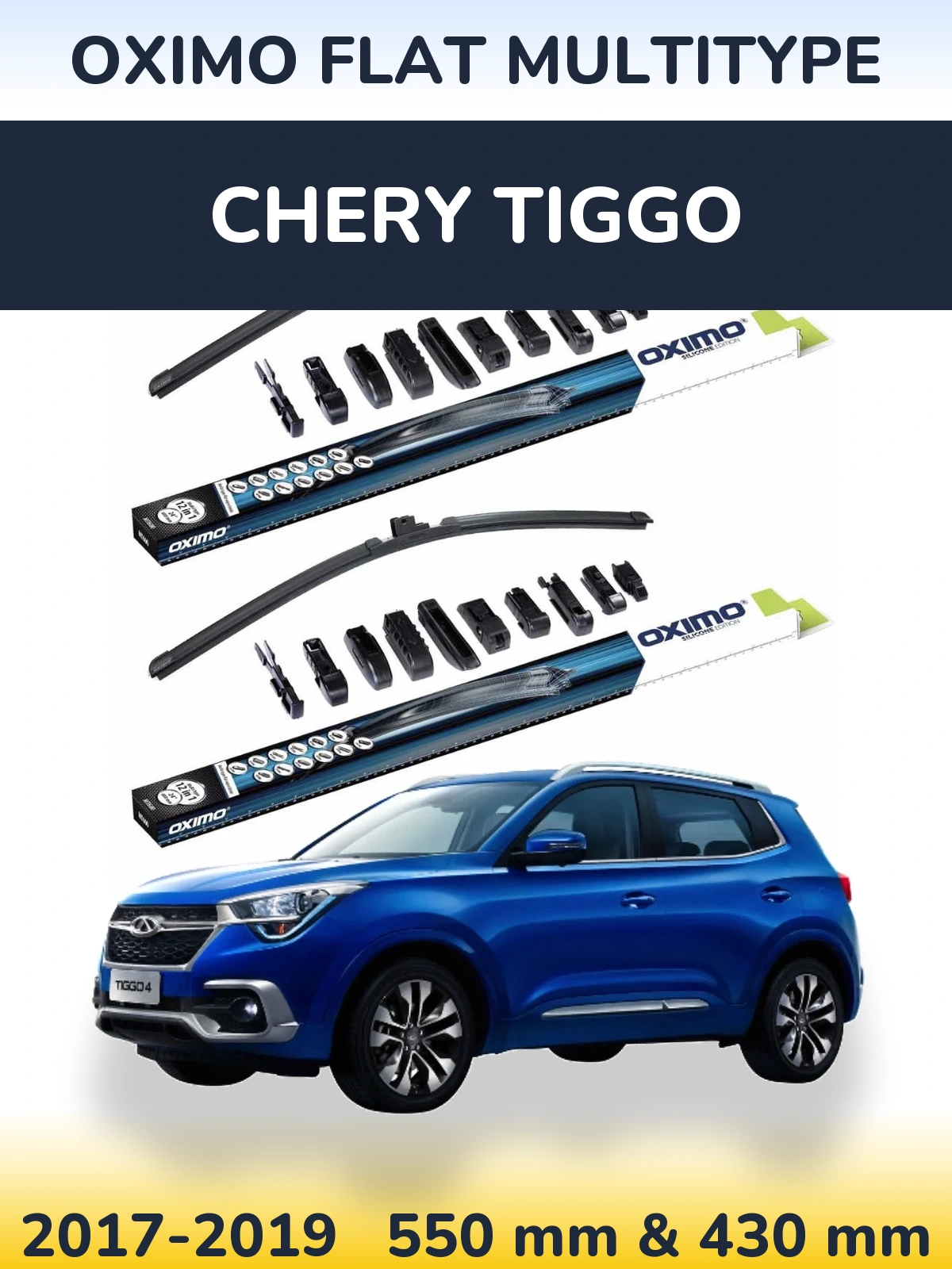 Komplet przednich wycieraczek Oximo Flat MultiType 550 & 430 mm do Chery Tiggo 2017-2019