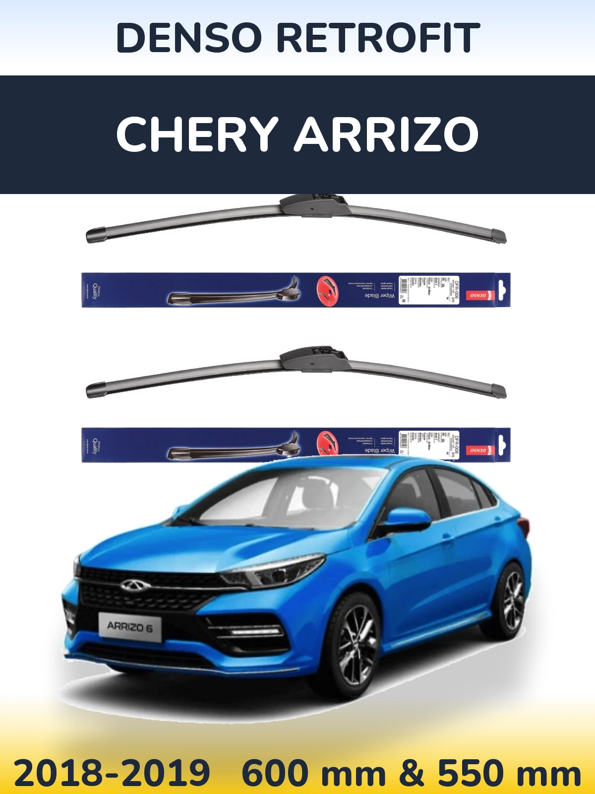 Komplet przednich wycieraczek Denso Retrofit 600 & 550 mm do Chery Arrizo 2018-2019