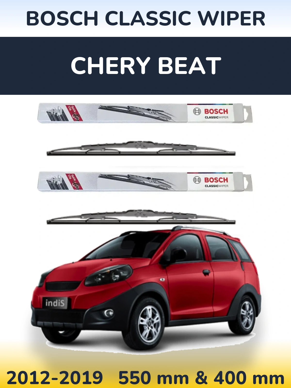 Комплект передних дворников BOSCH Classic Wiper 550 & 400 мм для Chery Beat 2012-2019