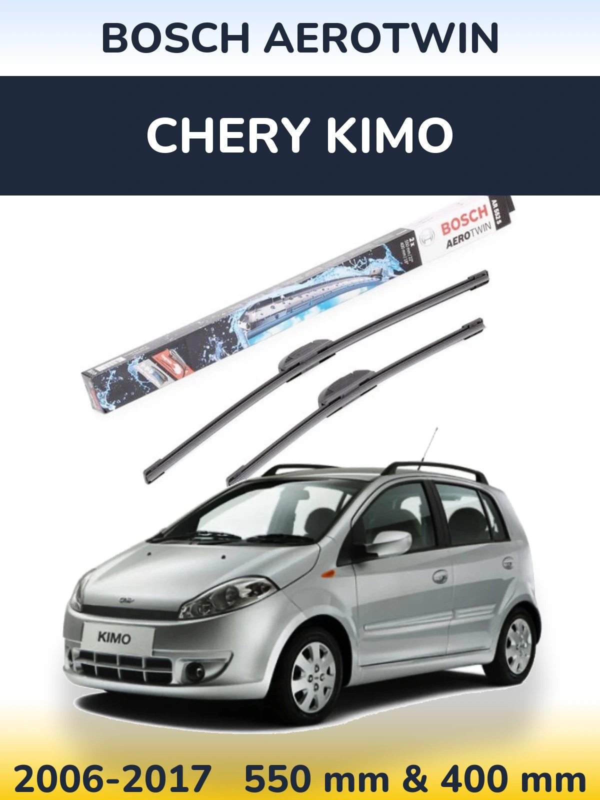 Komplet przednich wycieraczek BOSCH AeroTwin 550 & 400 mm do Chery Kimo 2006-2017
