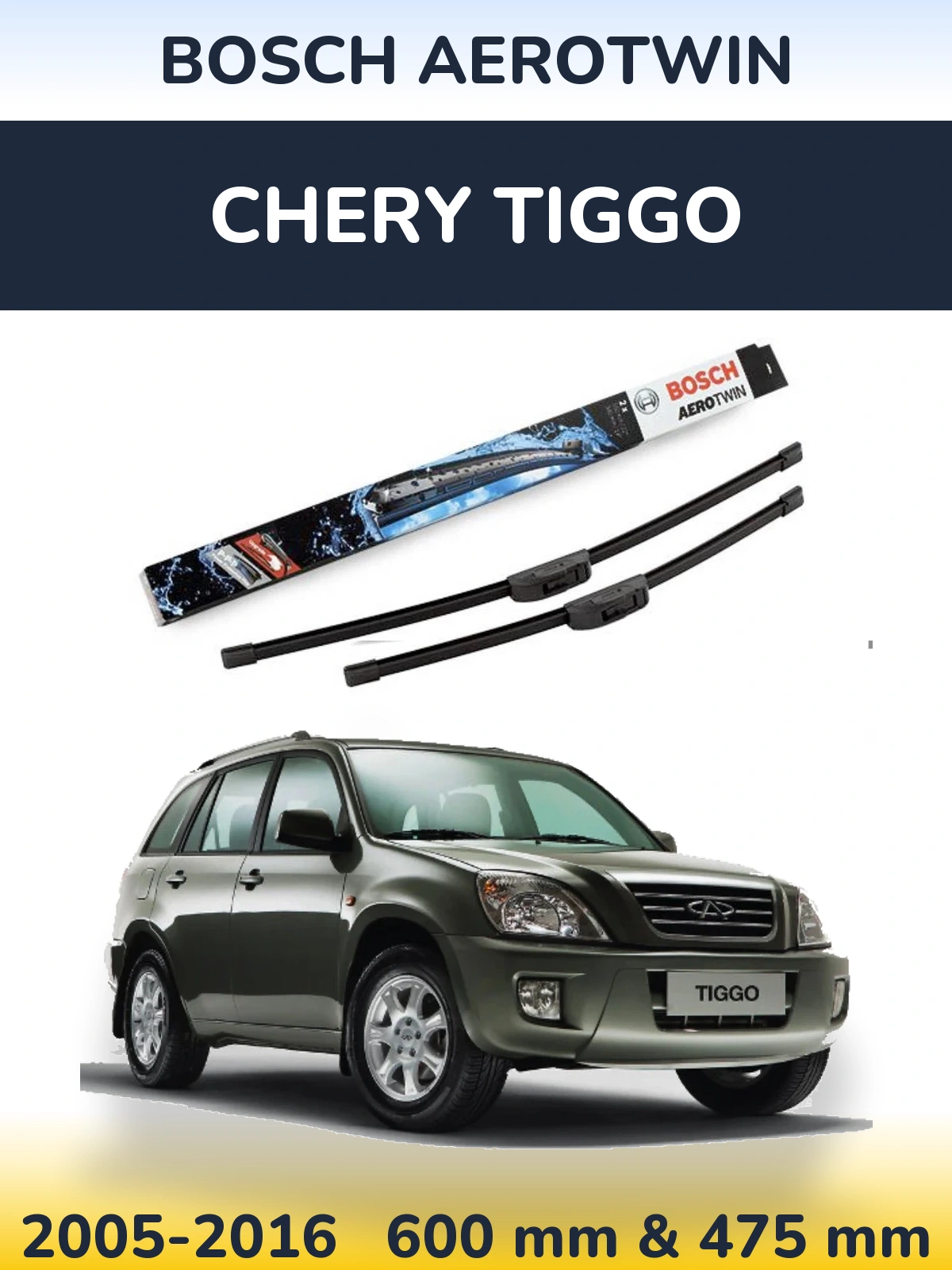 Komplet przednich wycieraczek BOSCH AeroTwin 600 & 475 mm do Chery Tiggo 2005-2016