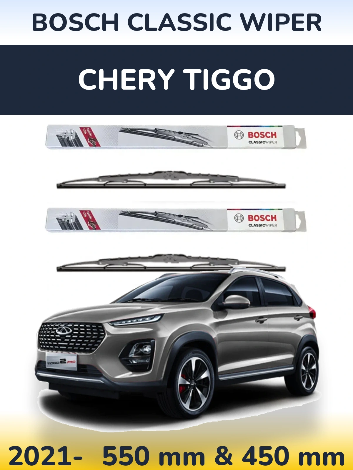 Komplet przednich wycieraczek BOSCH Classic Wiper 550 & 450 mm do Chery Tiggo 2021-2026