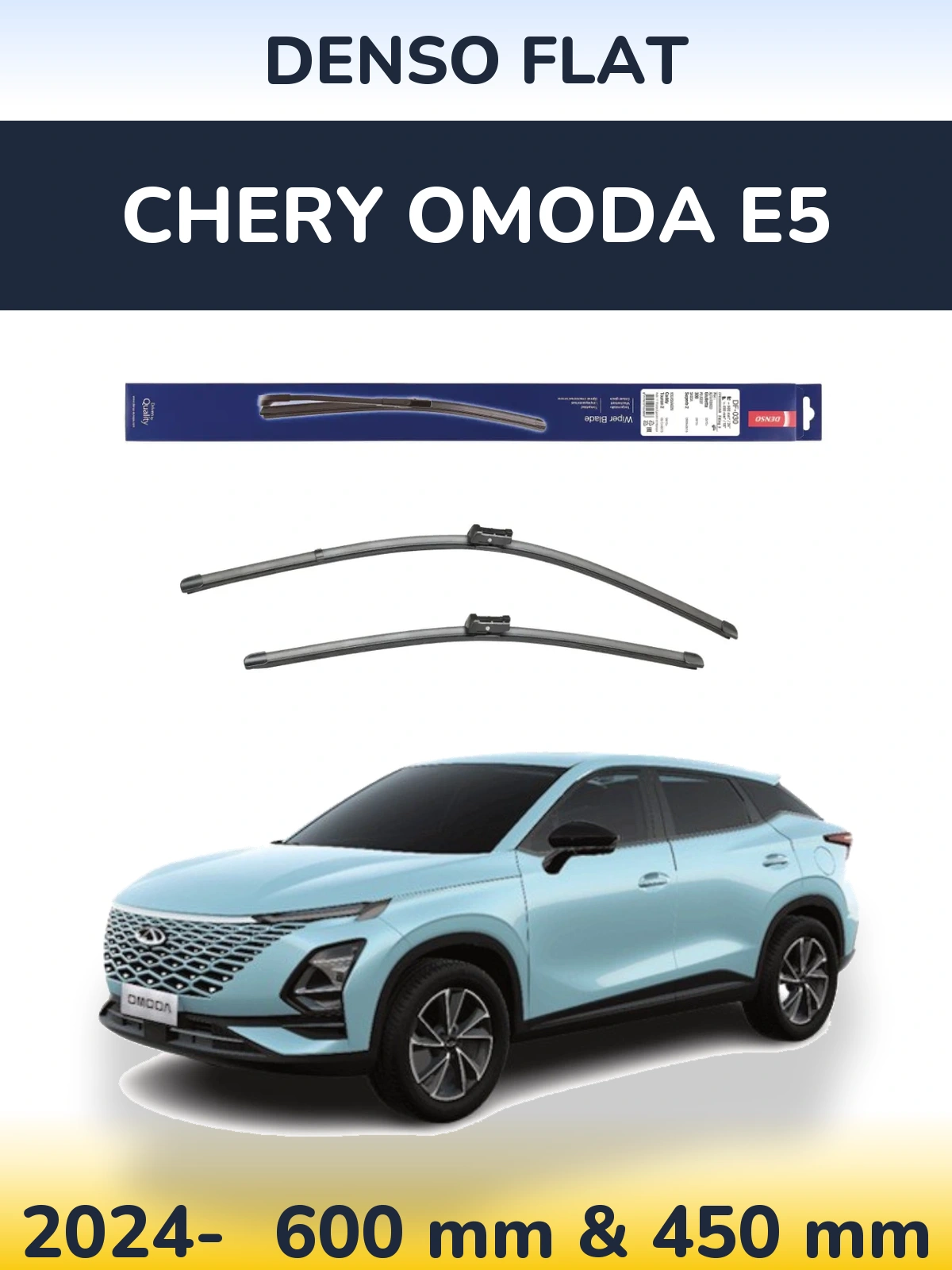 Komplet przednich wycieraczek Denso Flat 600 & 450 mm do Chery Omoda E5 2024-2026