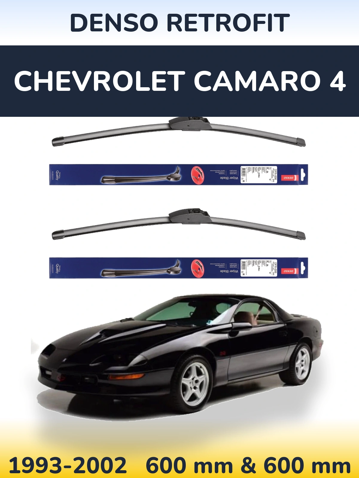 Комплект передніх щіток Denso Retrofit 600 & 600 мм для Chevrolet Camaro 4 1993-2002