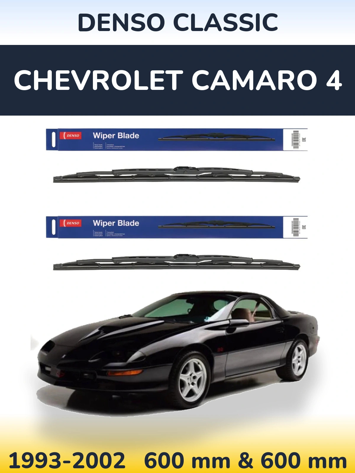 Front wiper blade set Denso Classic 600 & 600 мм for Chevrolet Camaro 4 1993-2002