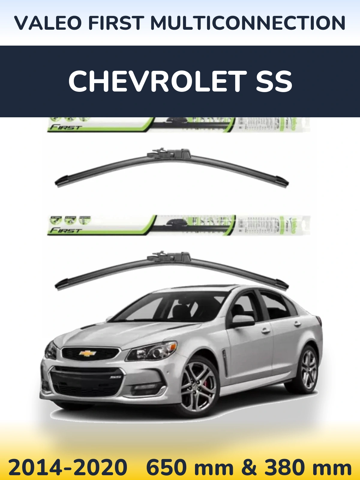 Front wiper blade set Valeo First MultiConnection 650 & 380 мм for Chevrolet SS 2014-2020
