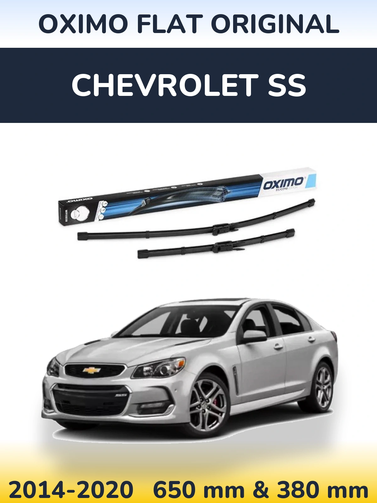 Front wiper blade set Oximo Flat Original 650 & 380 мм for Chevrolet SS 2014-2020