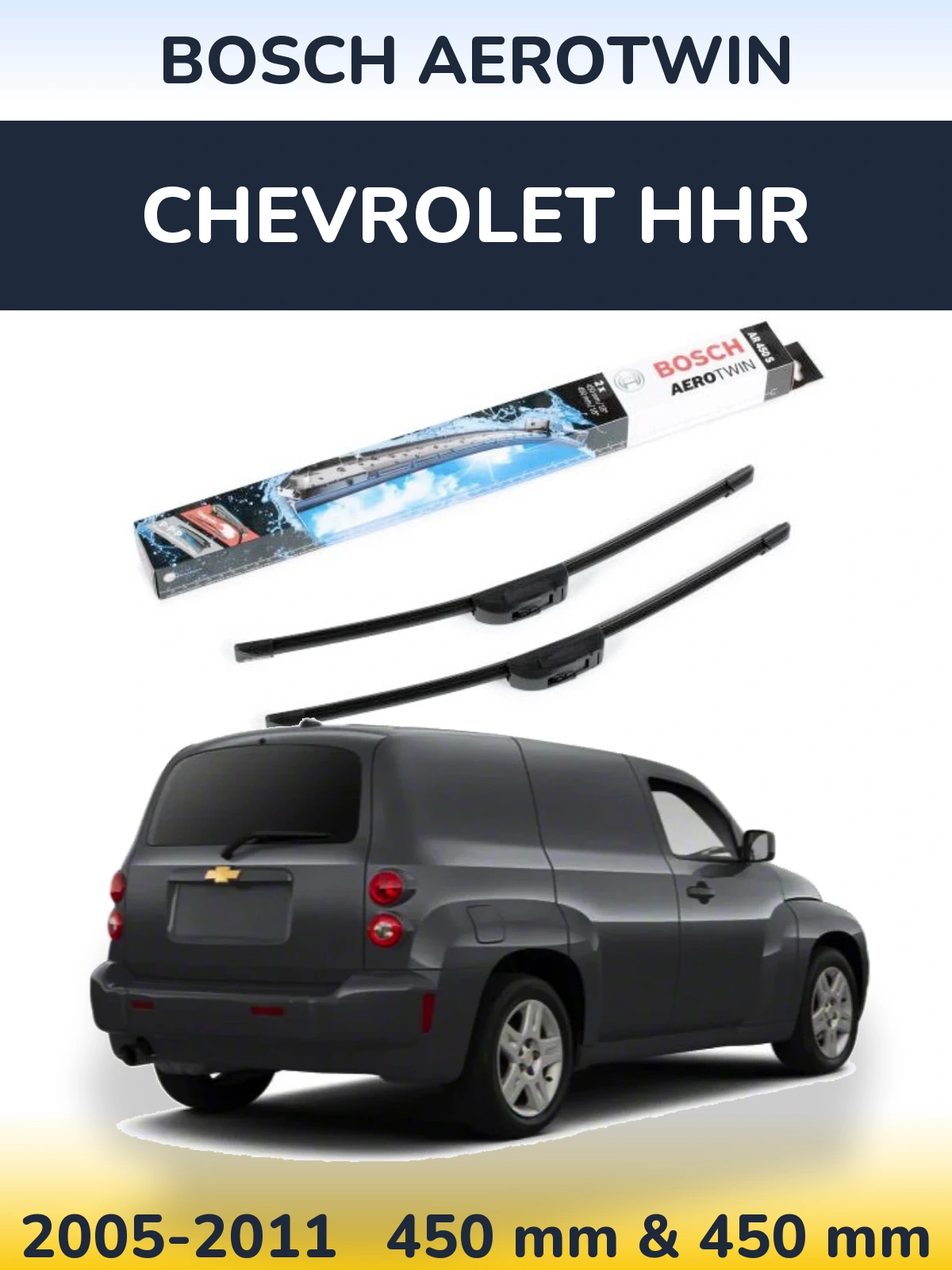 Комплект передних дворников BOSCH AeroTwin 450 & 450 мм для Chevrolet HHR 2005-2011