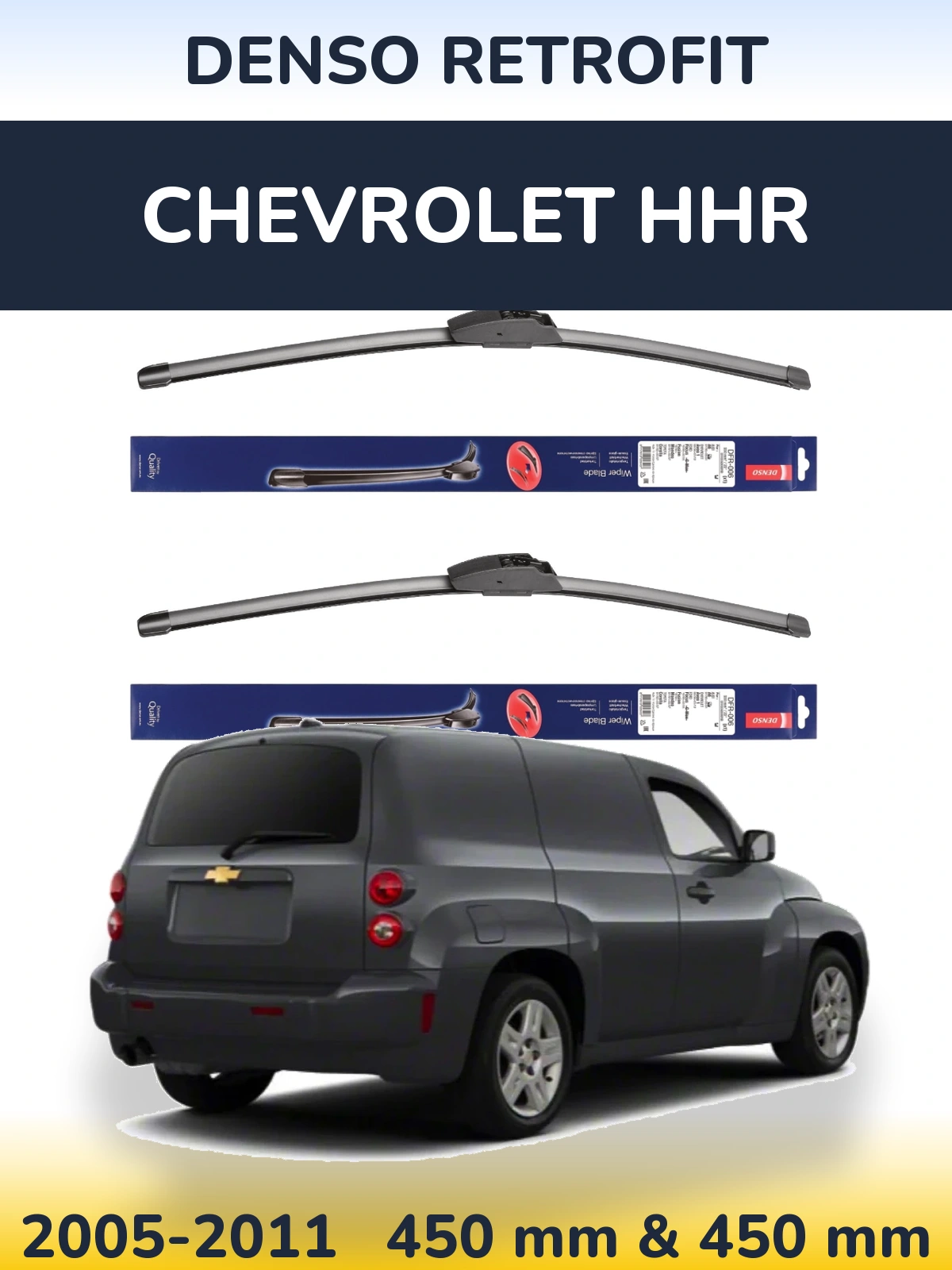 Komplet przednich wycieraczek Denso Retrofit 450 & 450 mm do Chevrolet HHR 2005-2011