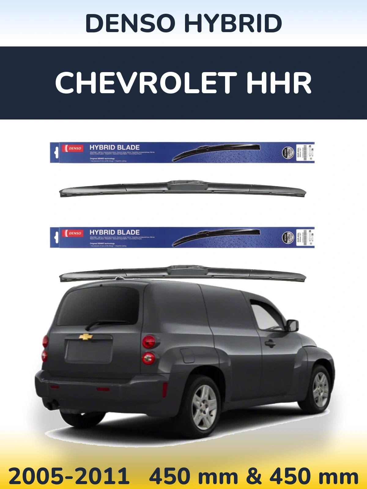 Front wiper blade set Denso Hybrid 450 & 450 мм for Chevrolet HHR 2005-2011