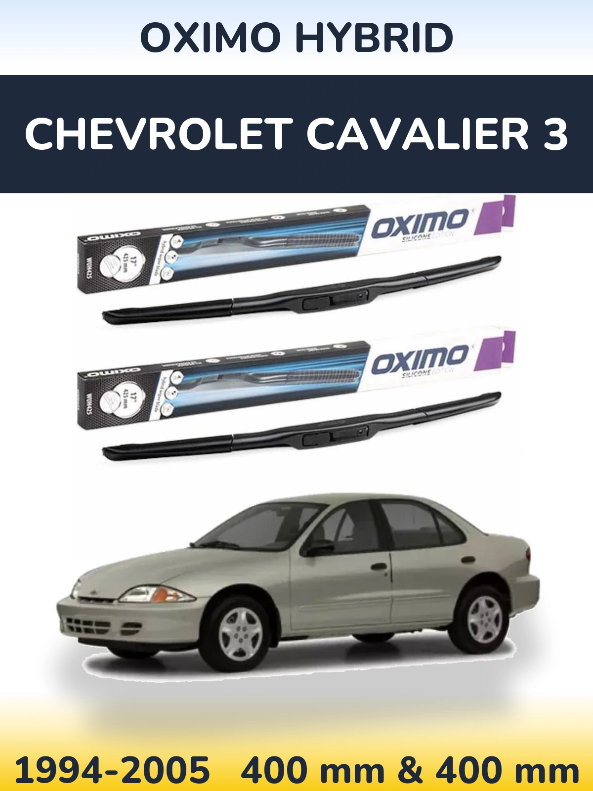 Front wiper blade set Oximo Hybrid 400 & 400 мм for Chevrolet Cavalier 3 1994-2005