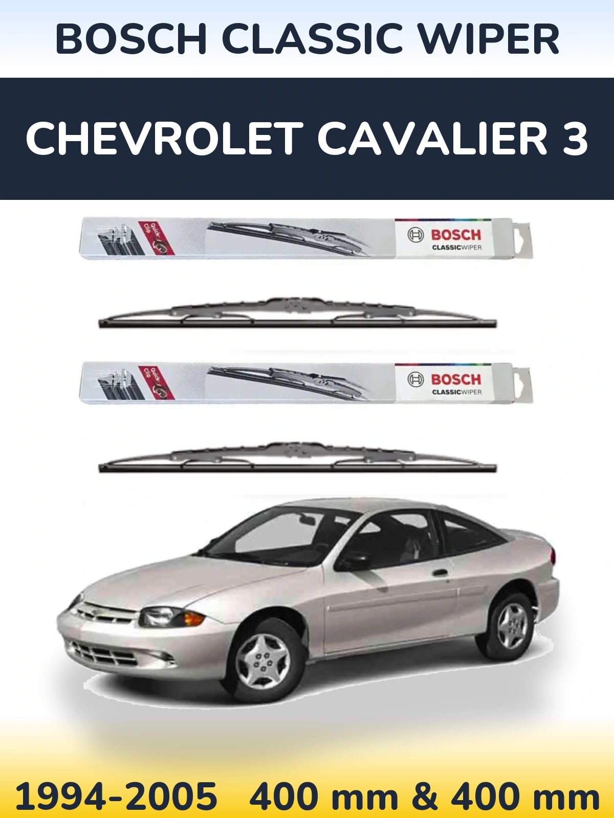Front wiper blade set BOSCH Classic Wiper 400 & 400 мм for Chevrolet Cavalier 3 1994-2005