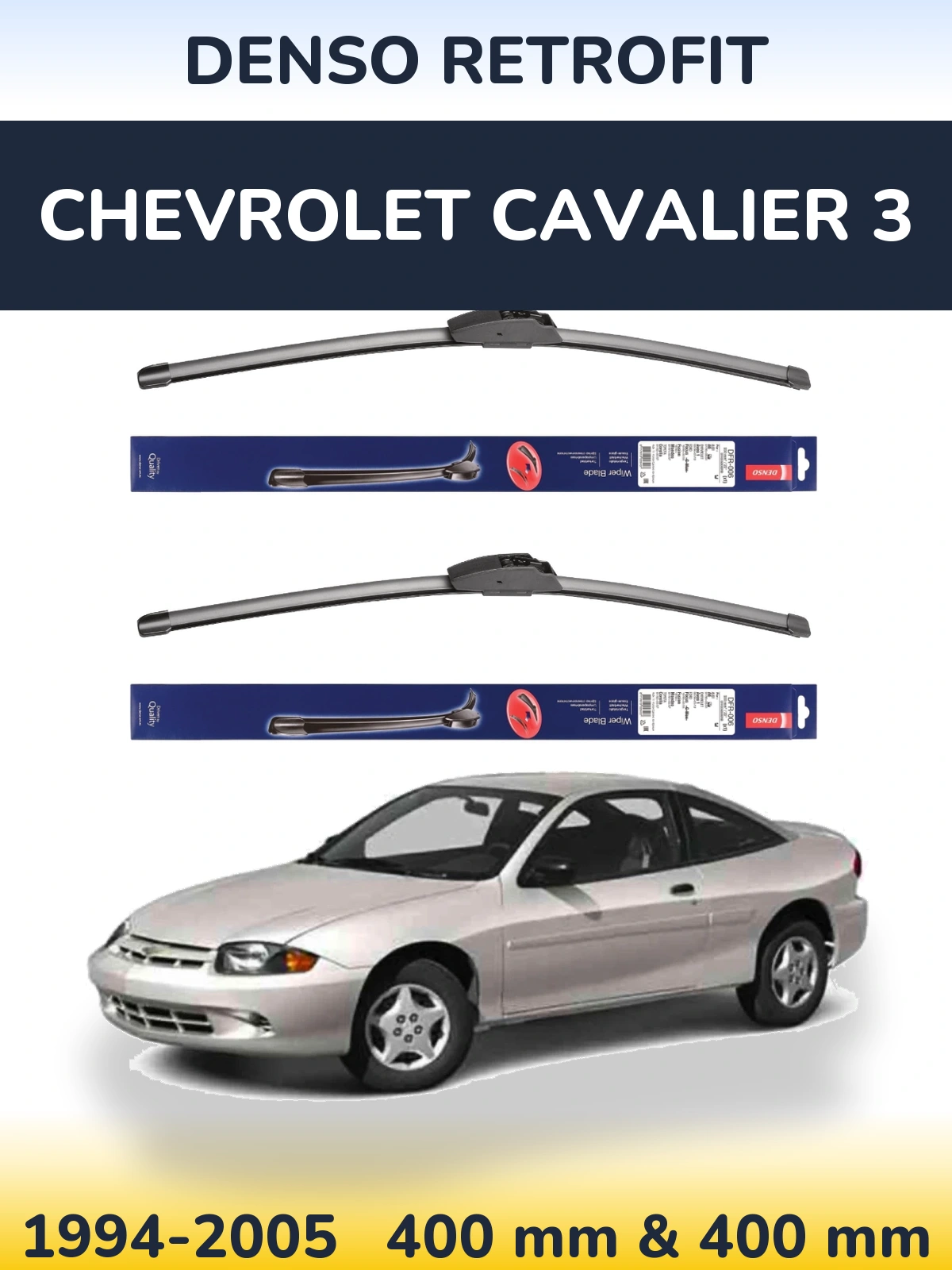 Front wiper blade set Denso Retrofit 400 & 400 мм for Chevrolet Cavalier 3 1994-2005