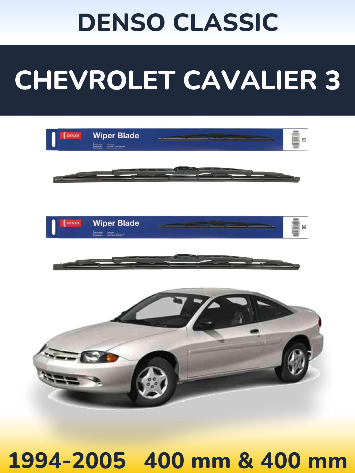 Front wiper blade set Denso Classic 400 & 400 мм for Chevrolet Cavalier 3 1994-2005
