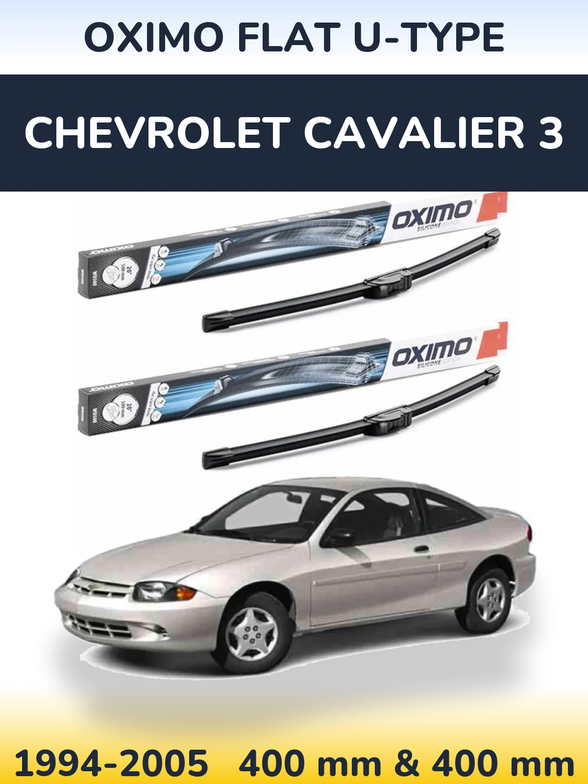 Front wiper blade set Oximo Flat U-type 400 & 400 мм for Chevrolet Cavalier 3 1994-2005