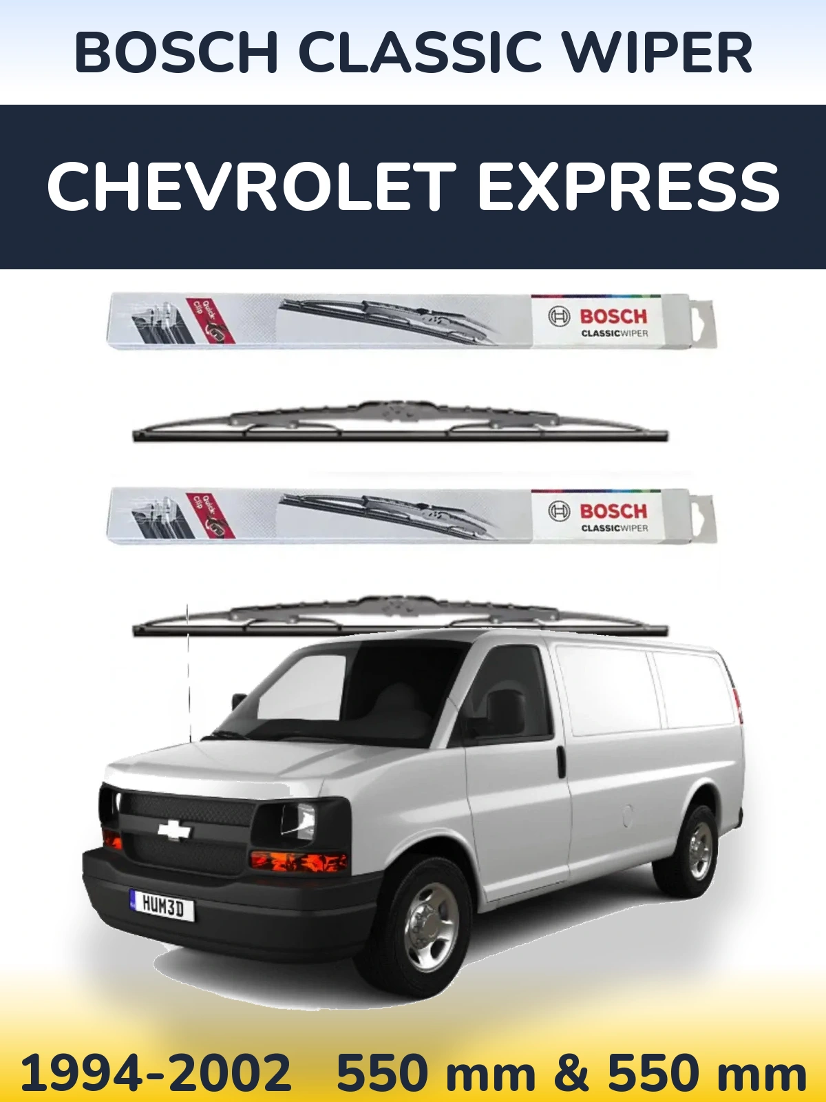 Komplet przednich wycieraczek BOSCH Classic Wiper 550 & 550 mm do Chevrolet Express 1994-2002