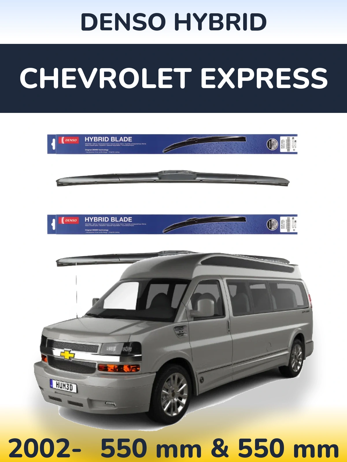 Komplet przednich wycieraczek Denso Hybrid 550 & 550 mm do Chevrolet Express 2002-2026