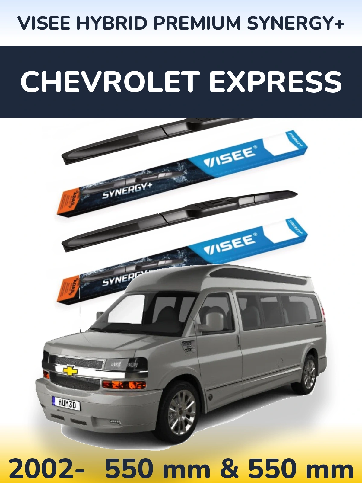 Комплект передних дворников VISEE HYBRID PREMIUM SYNERGY+ 550 & 550 мм для Chevrolet Express 2002-2026