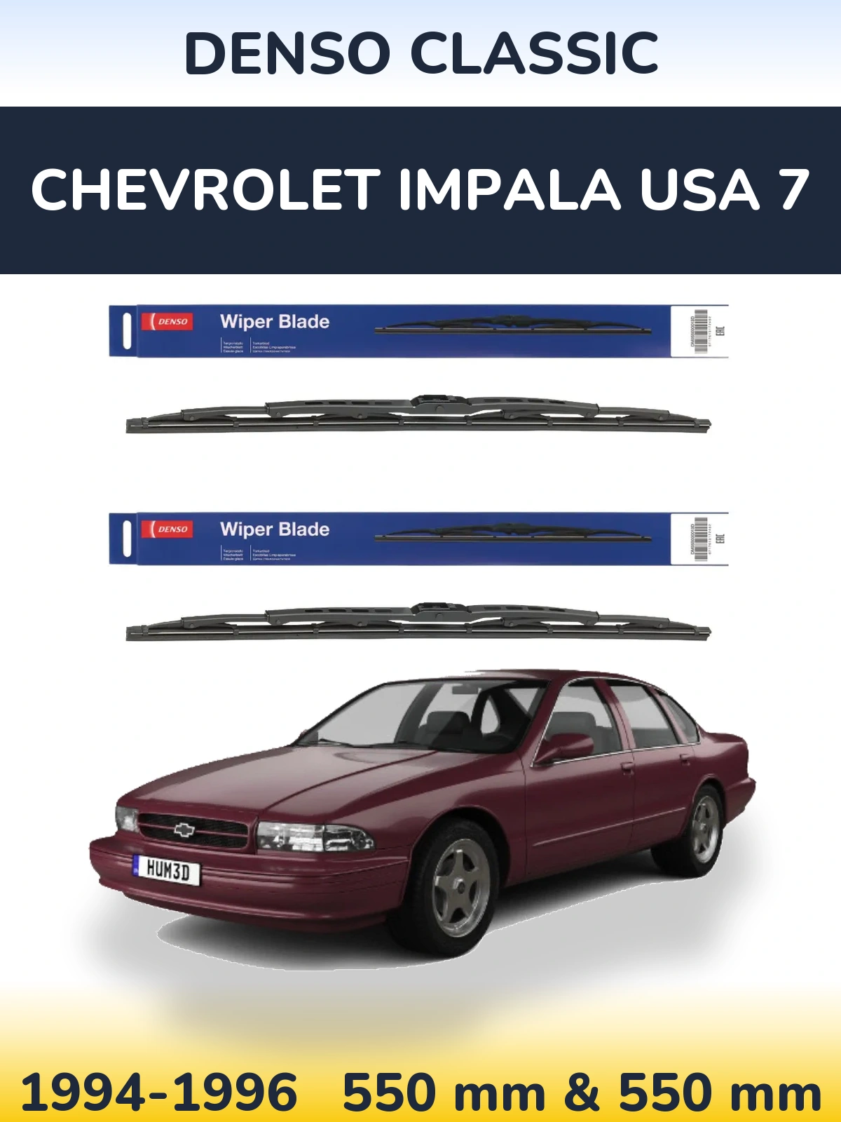 Front wiper blade set Denso Classic 550 & 550 mm for Chevrolet Impala USA 7 1994-1996