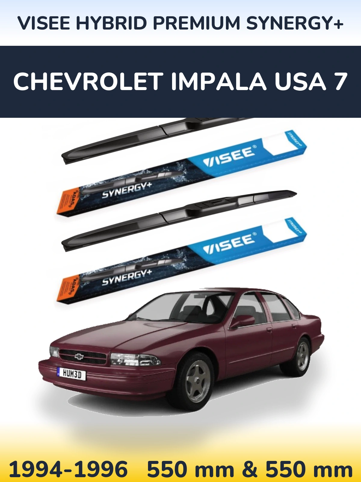 Komplet przednich wycieraczek VISEE HYBRID PREMIUM SYNERGY+ 550 & 550 mm do Chevrolet Impala USA 7 1994-1996
