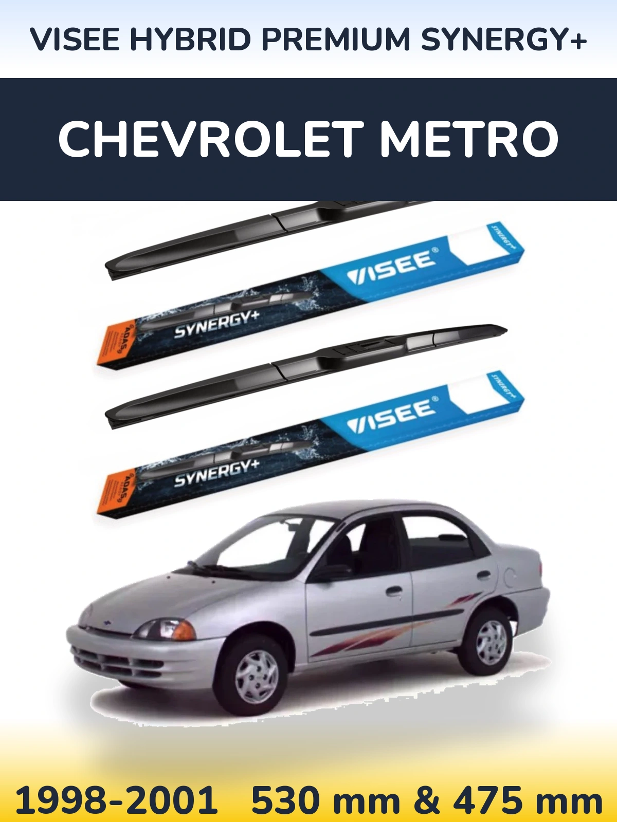Комплект передних дворников VISEE HYBRID PREMIUM SYNERGY+ 530 & 475 мм для Chevrolet Metro 1998-2001