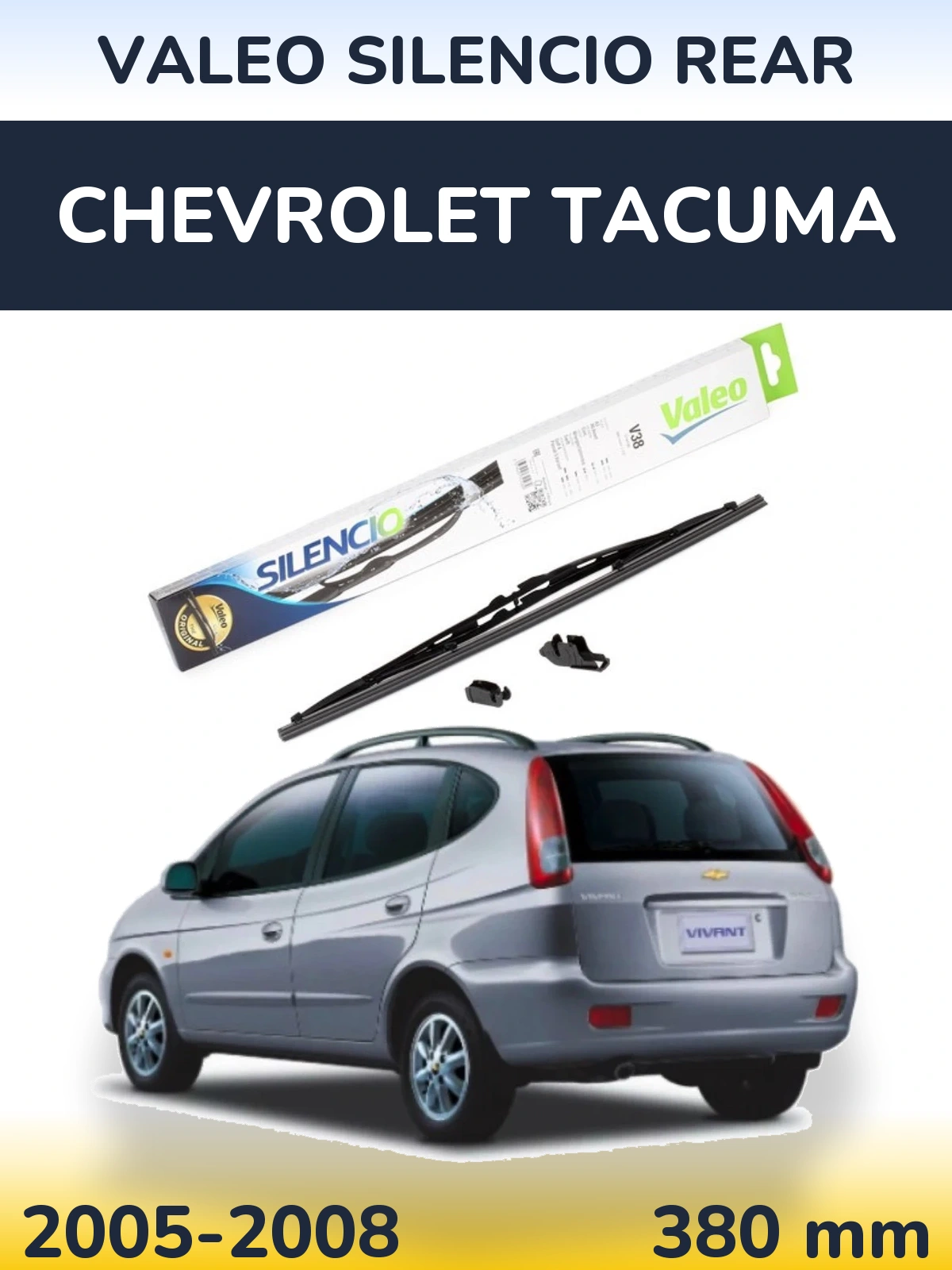 Rear wiper blade Valeo Silencio Rear 380 mm for Chevrolet Tacuma 2005-2008