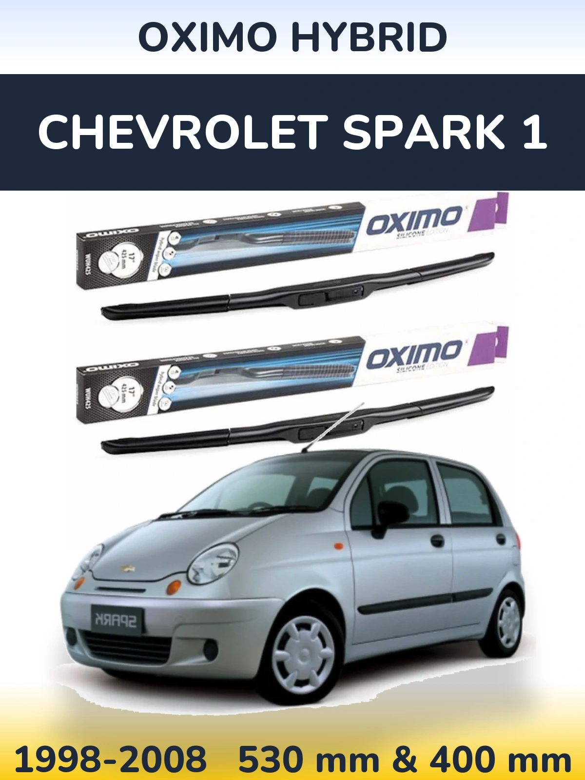 Front wiper blade set Oximo Hybrid 530 & 400 мм for Chevrolet Spark 1 1998-2008