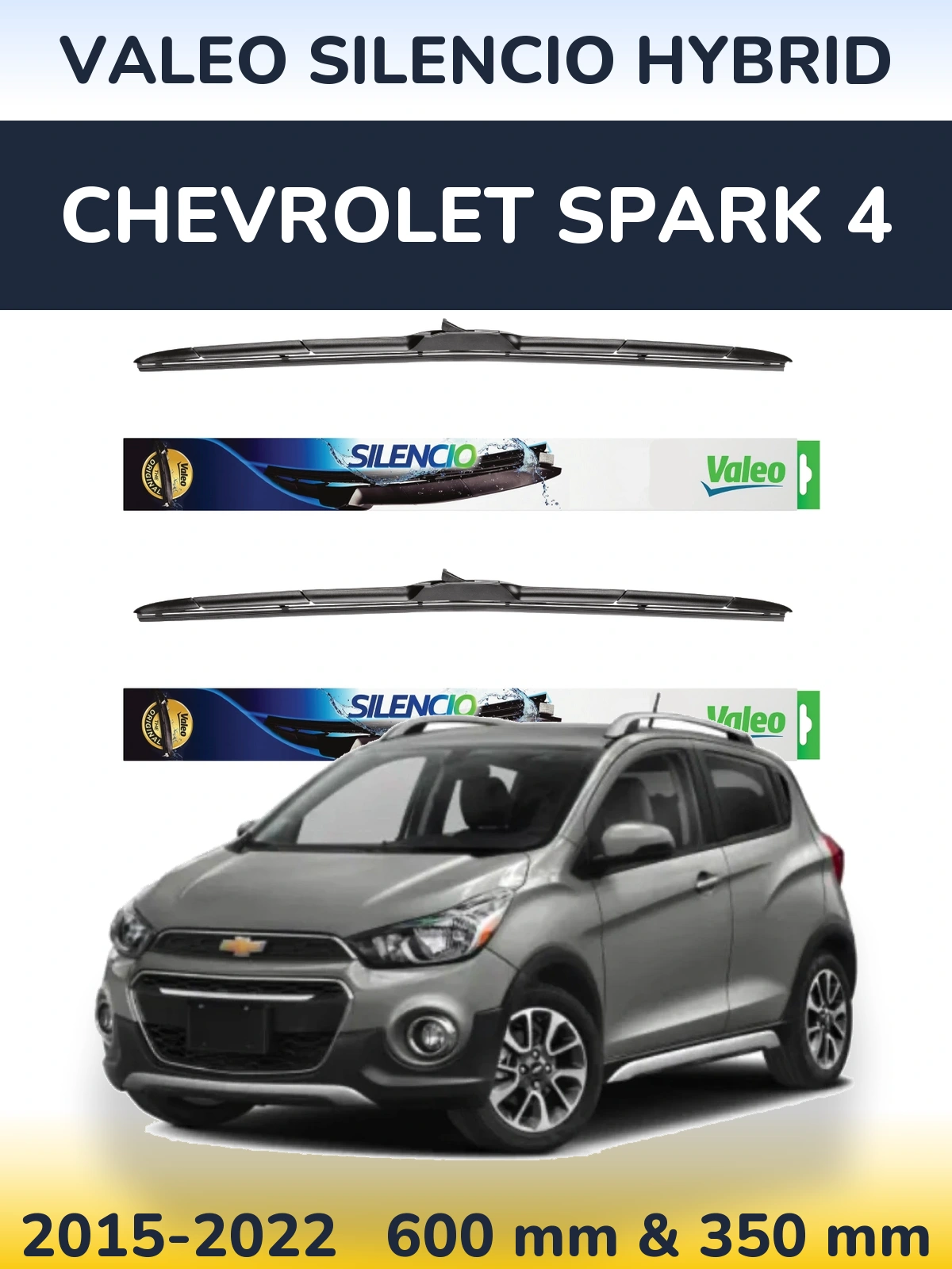 Комплект передних дворников Valeo Silencio Hybrid 600 & 350 мм для Chevrolet Spark 4 2015-2022