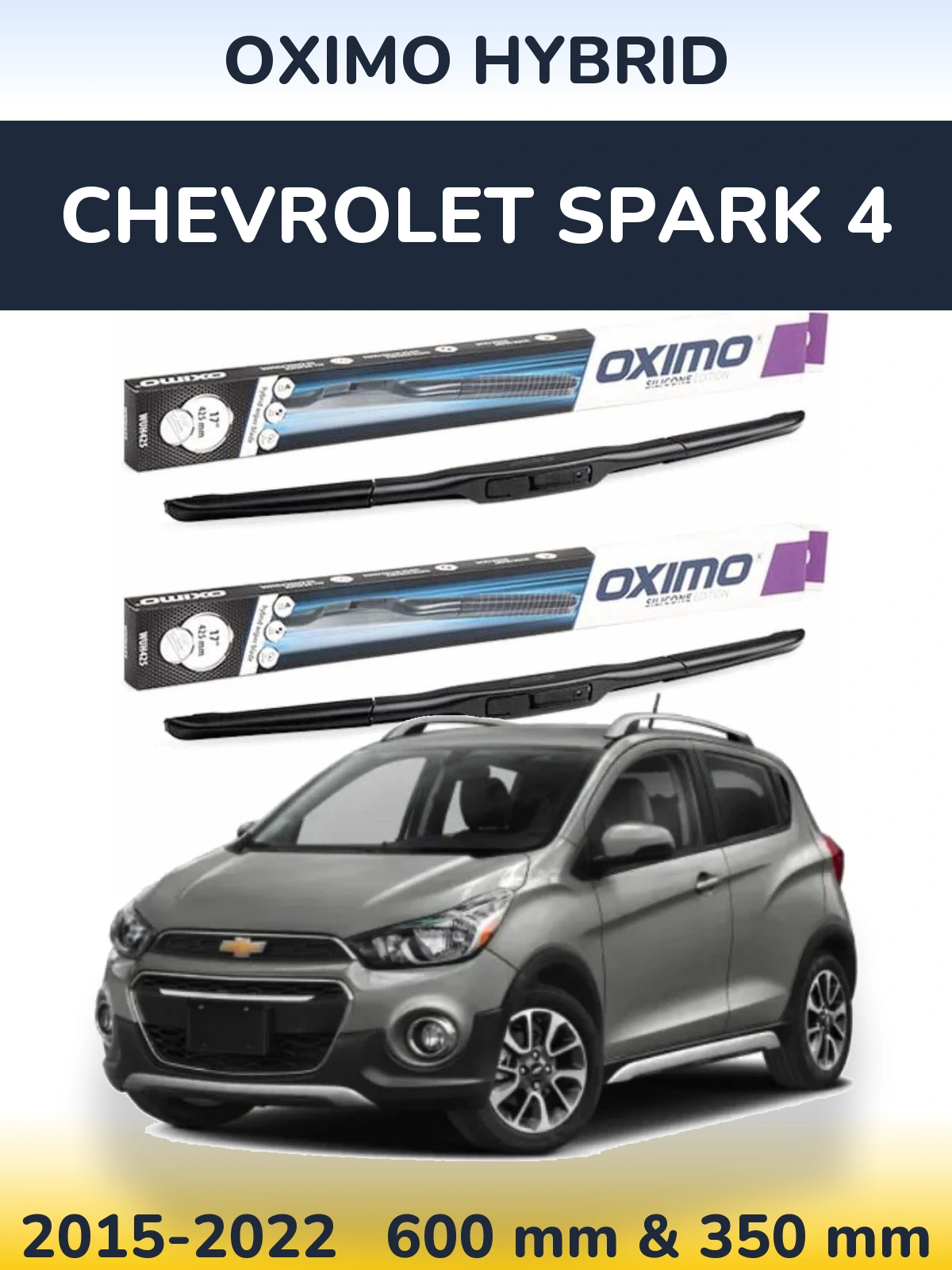 Front wiper blade set Oximo Hybrid 600 & 350 mm for Chevrolet Spark 4 2015-2022