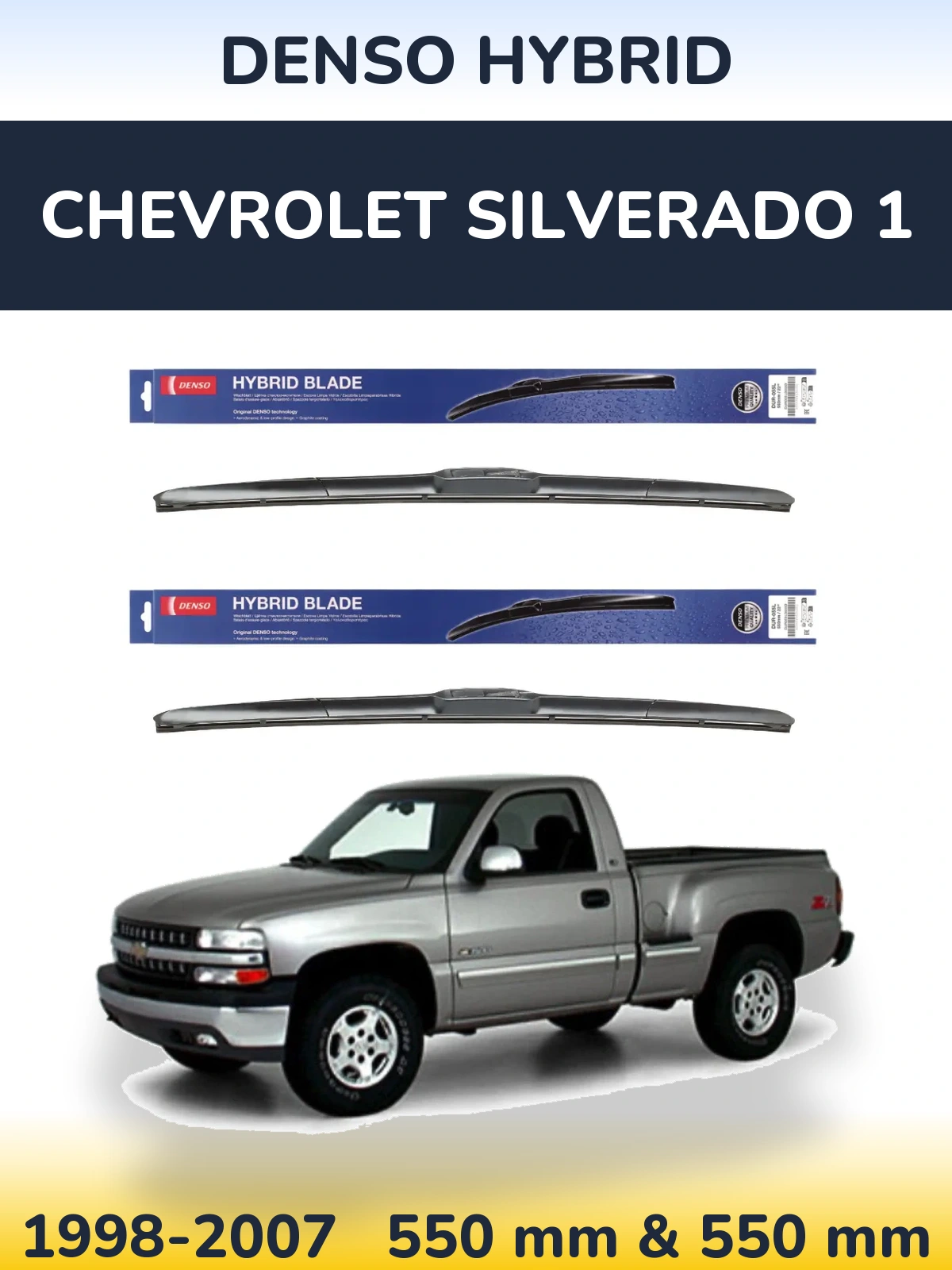 Komplet przednich wycieraczek Denso Hybrid 550 & 550 mm do Chevrolet Silverado 1 1998-2007