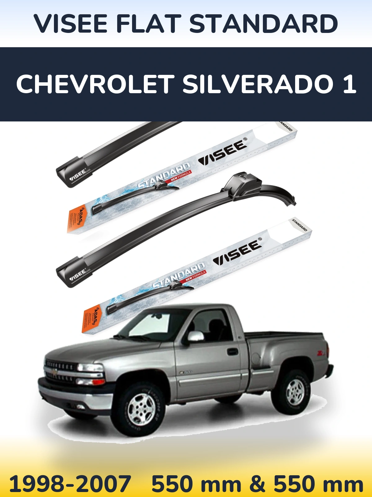 Front wiper blade set VISEE FLAT STANDARD 550 & 550 мм for Chevrolet Silverado 1 1998-2007