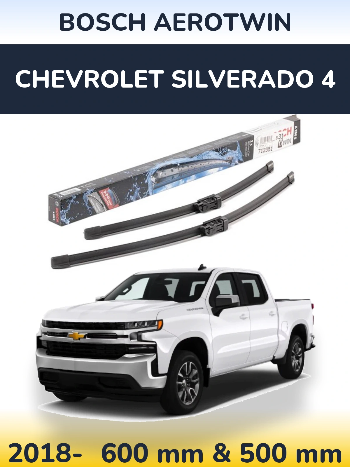 Komplet przednich wycieraczek BOSCH AeroTwin 600 & 500 mm do Chevrolet Silverado 4 2018-2026