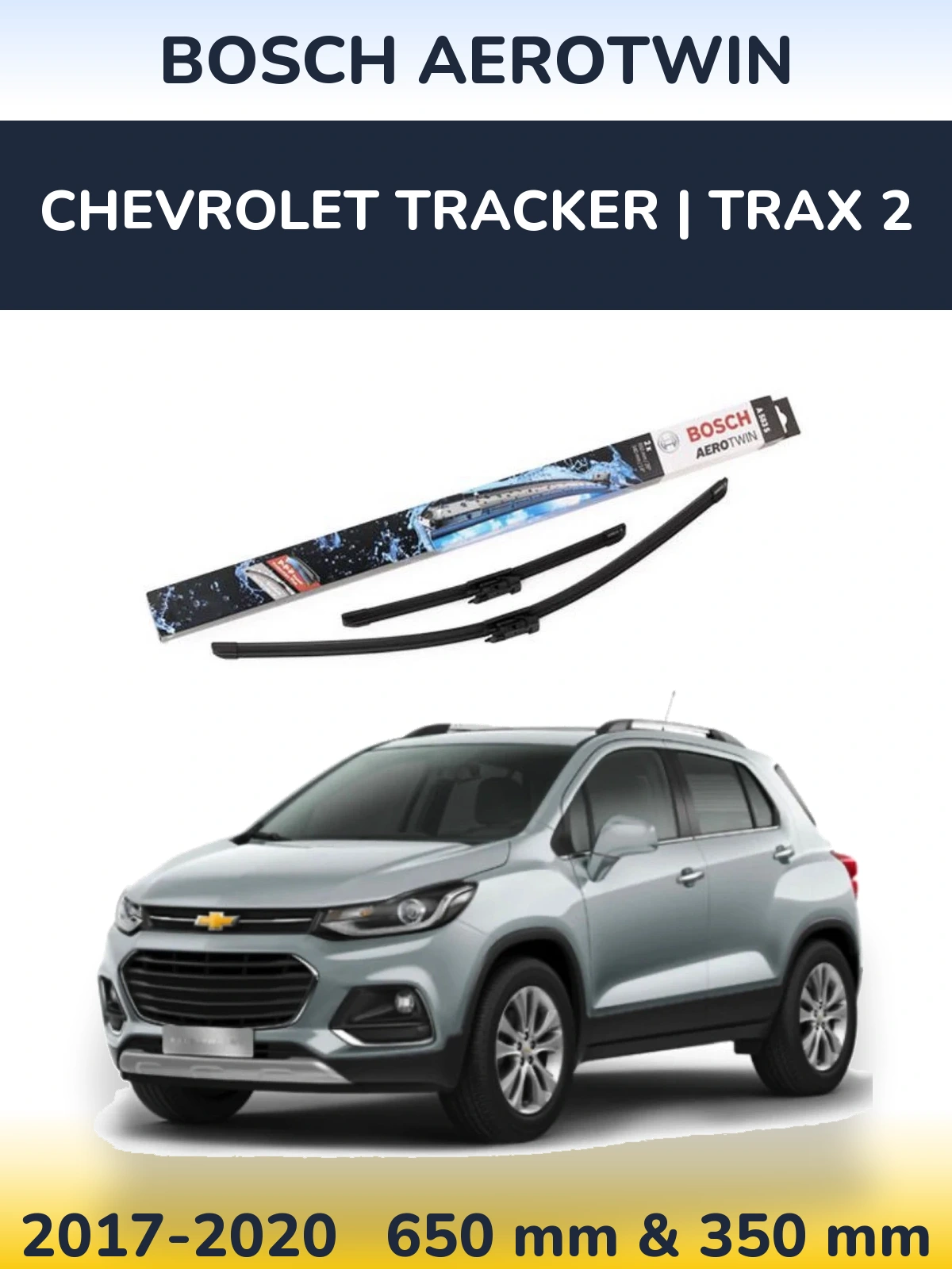 Front wiper blade set BOSCH AeroTwin 650 & 340 мм for Chevrolet Tracker | Trax 2 2017-2020