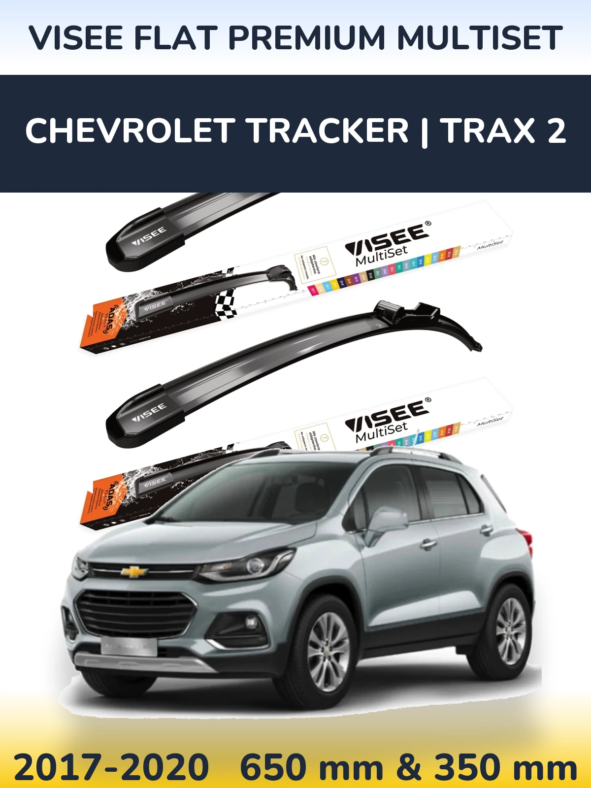 Front wiper blade set VISEE FLAT PREMIUM MultiSet 650 & 350 мм for Chevrolet Tracker | Trax 2 2017-2020