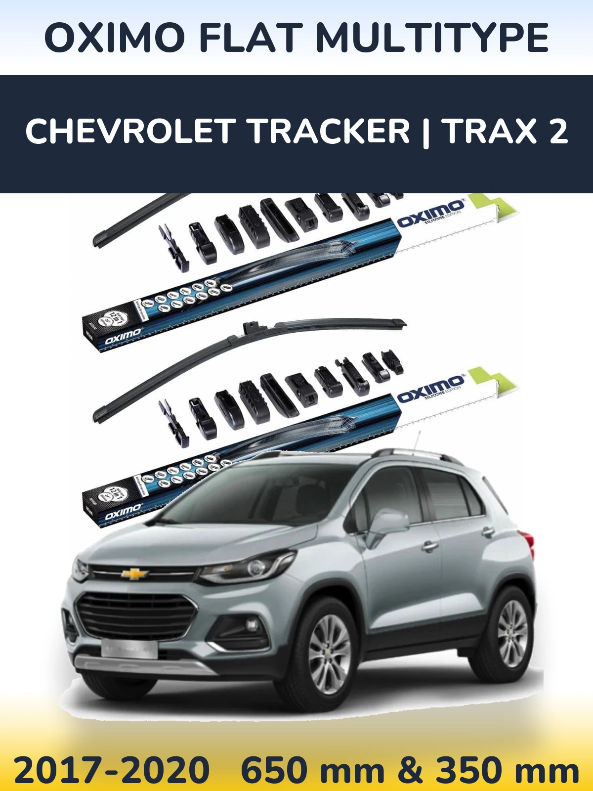 Комплект передних дворников Oximo Flat MultiТипe 650 & 350 мм для Chevrolet Tracker | Trax 2 2017-2020
