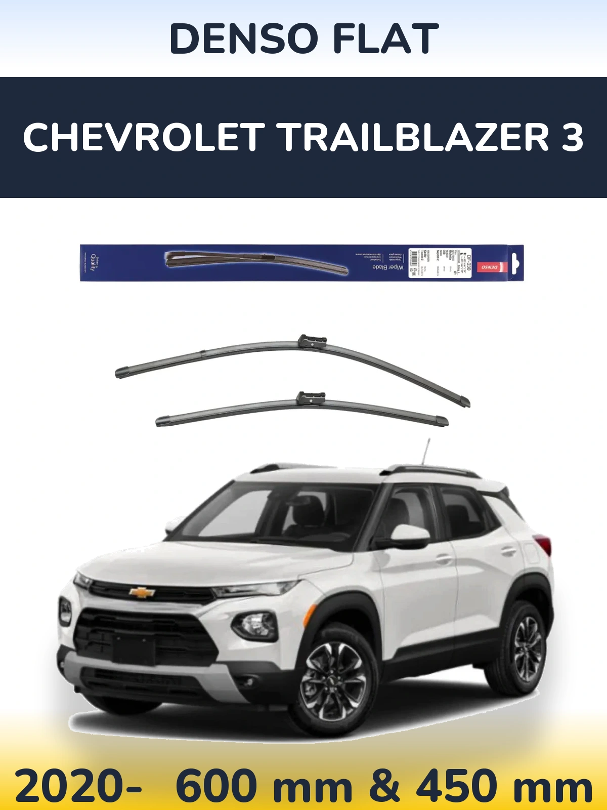 Front wiper blade set Denso Flat 600 & 450 mm for Chevrolet TrailBlazer 3 2020-2026