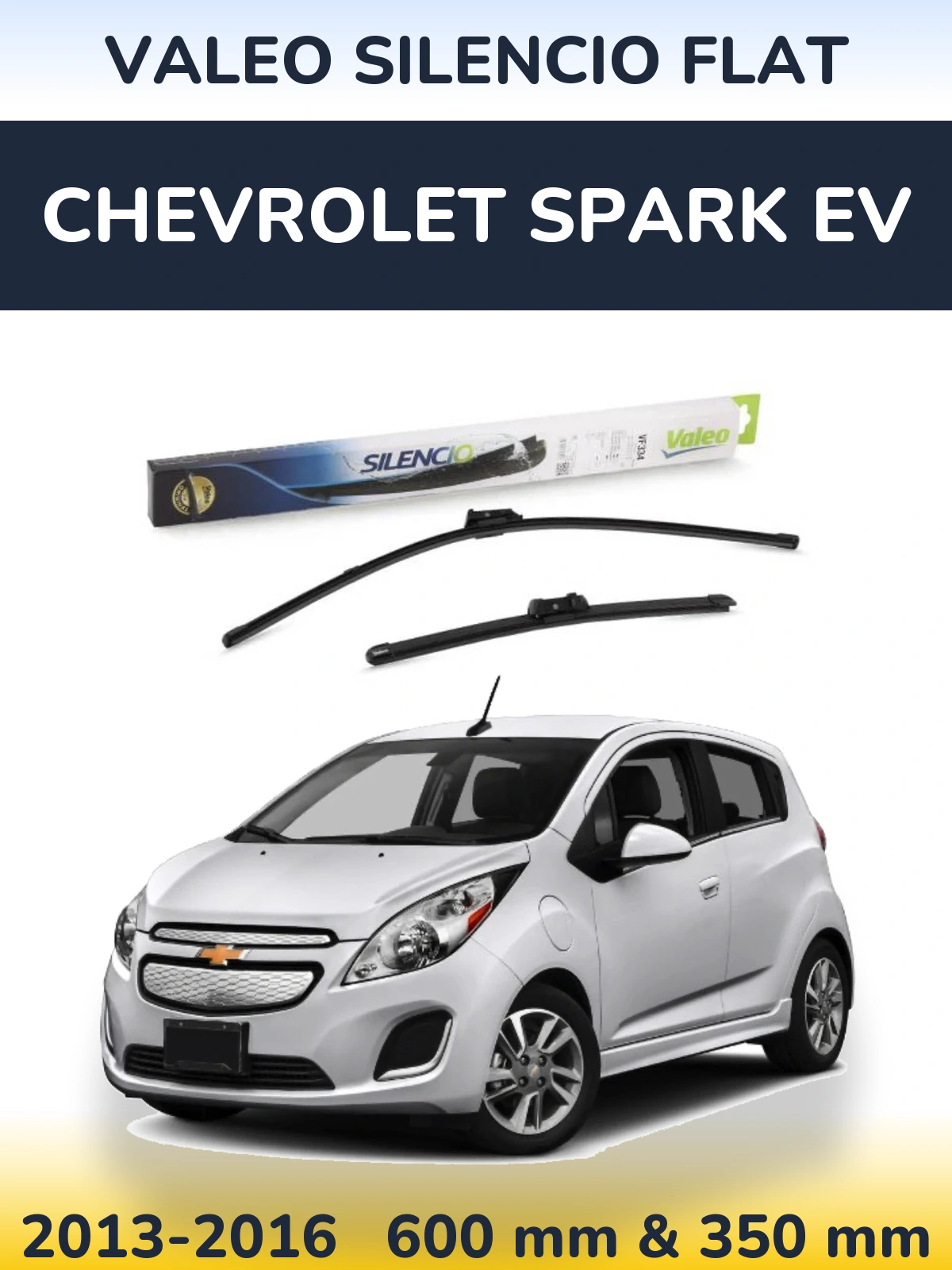 Front wiper blade set Valeo Silencio Flat 600 & 350 мм for Chevrolet Spark EV 2013-2016