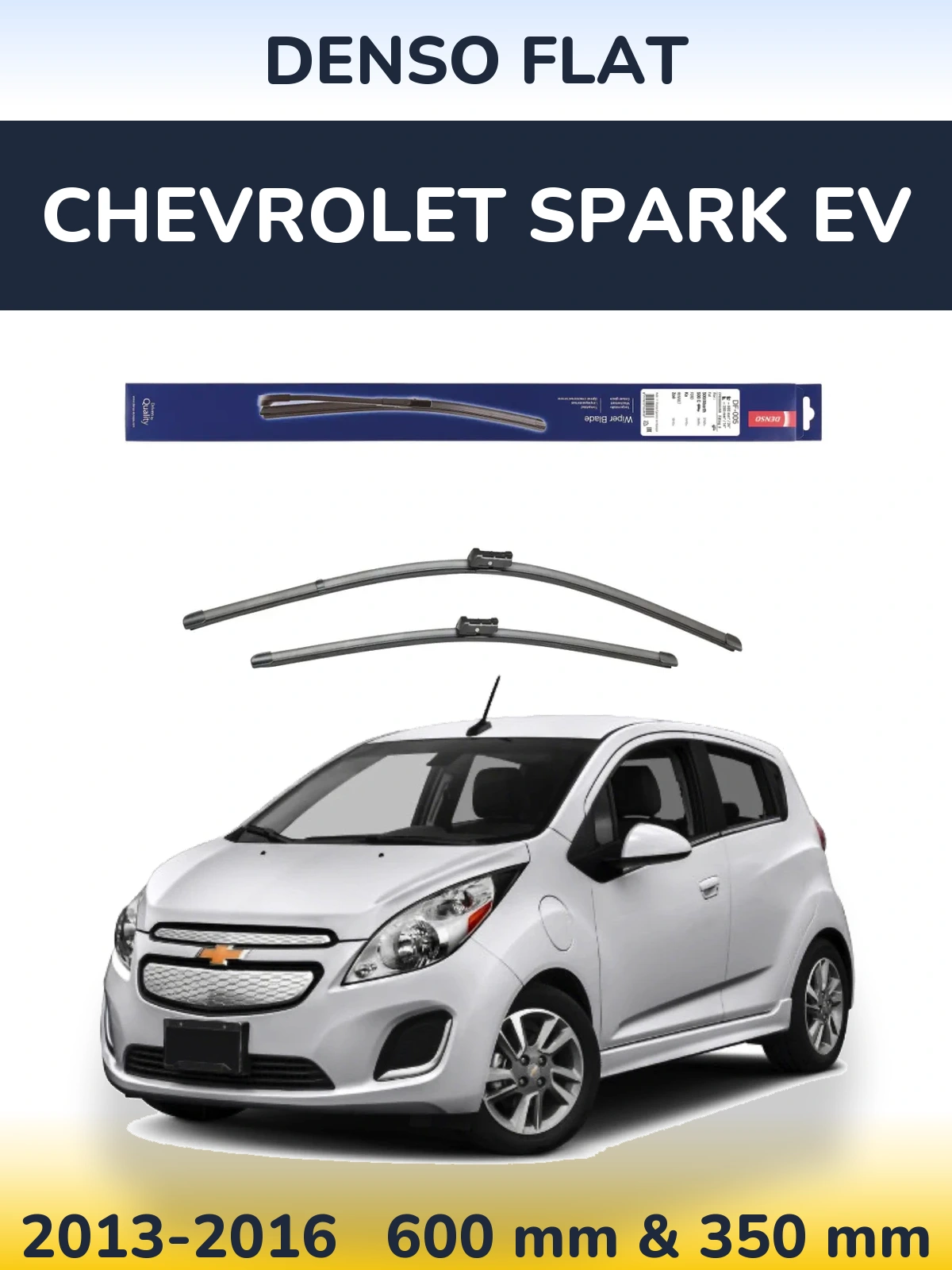 Front wiper blade set Denso Flat 600 & 350 mm for Chevrolet Spark EV 2013-2016