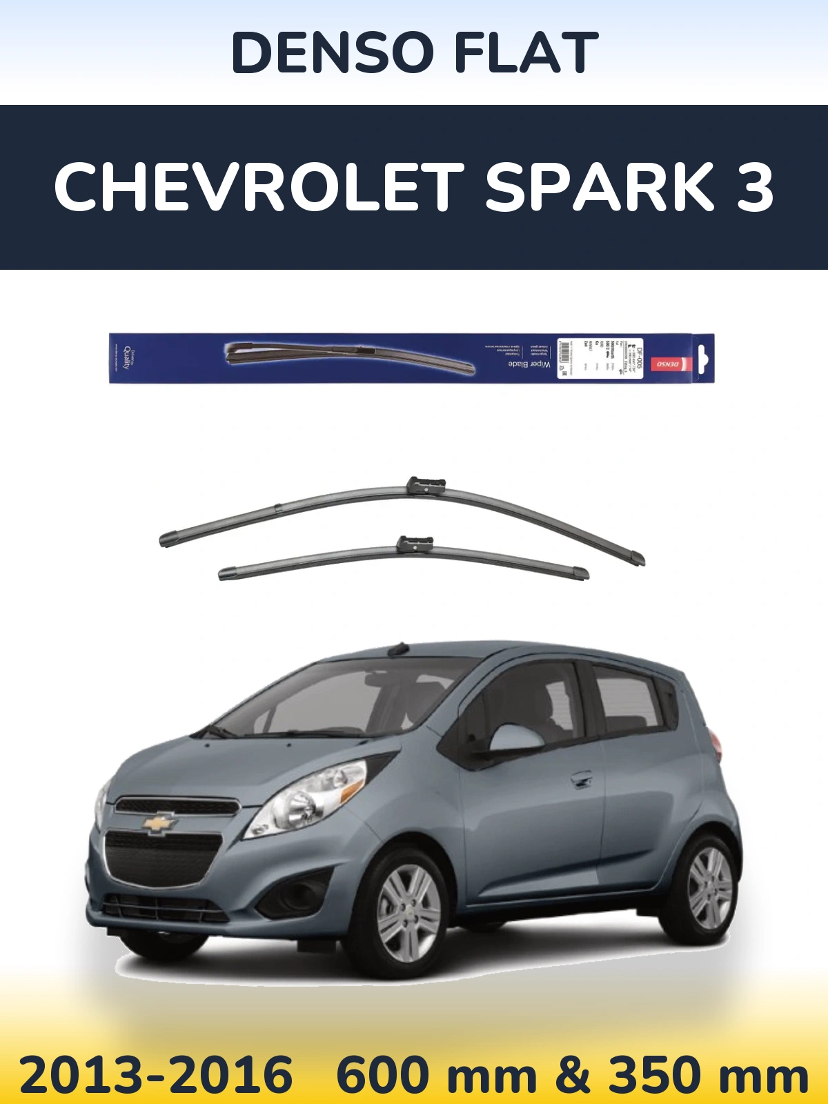 Komplet przednich wycieraczek Denso Flat 600 & 350 mm do Chevrolet Spark 3 2013-2016
