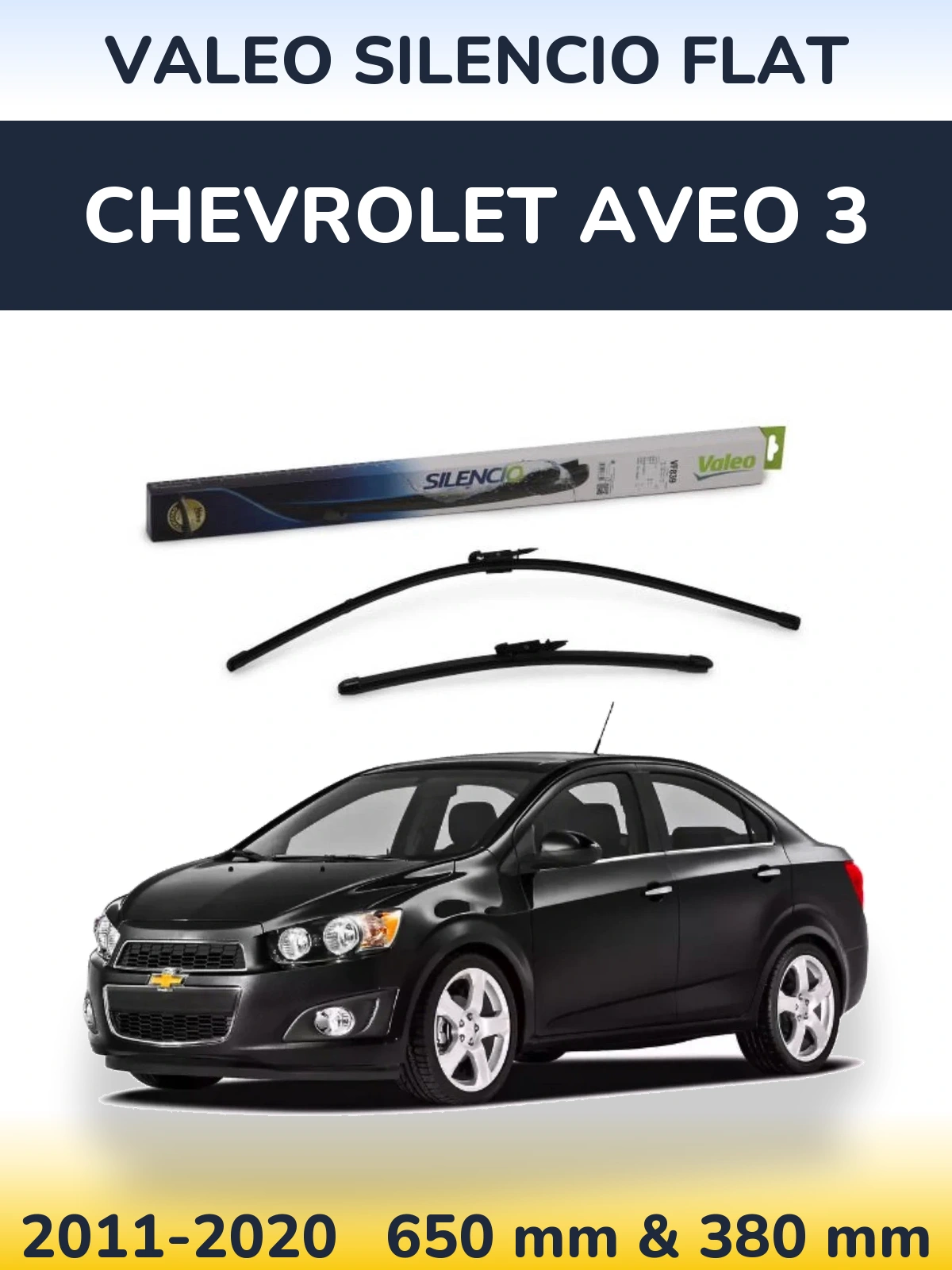 Komplet przednich wycieraczek Valeo Silencio Flat 650 & 380 mm do Chevrolet Aveo 3 2011-2020