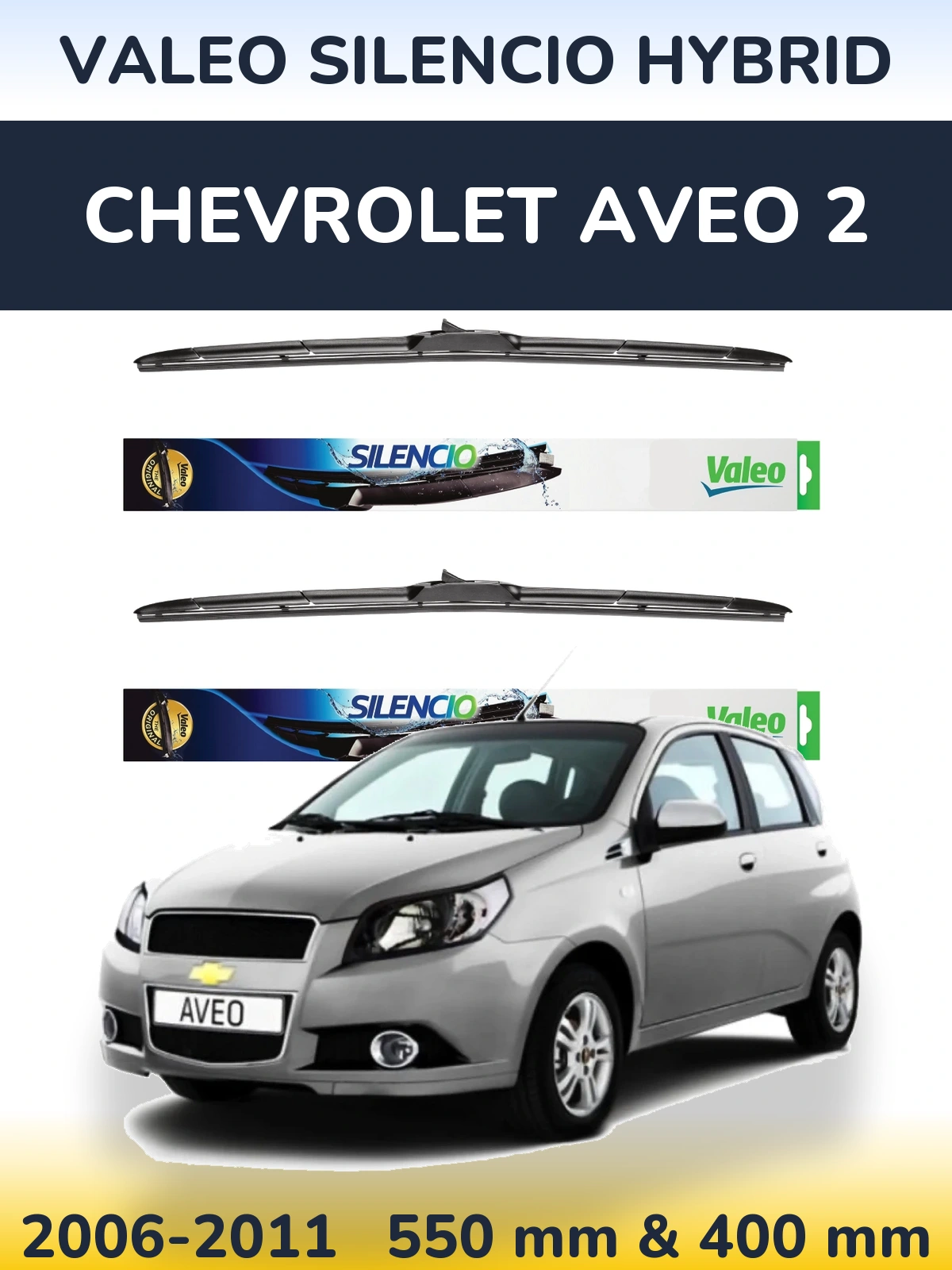 Комплект передних дворников Valeo Silencio Hybrid 550 & 400 мм для Chevrolet Aveo 2 2006-2011